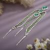 Xerling Green Crystal Pendant Head Chain Boho Layered Rhinestones Forehead Headpiece Tassel Head Jewelry for Women Wedding Hair Clip Accessories for Brides (Green-Silver) view 4