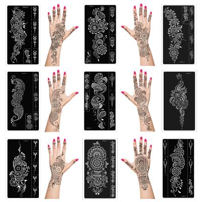 Mzstgh Henna Tattoo Stencils kit,Temporary Tattoos Stencils Reusable Henna Tattoo kit for Hand Forearm Airbrush Tattooing Template, Indian Temporary Tattoo Stickers