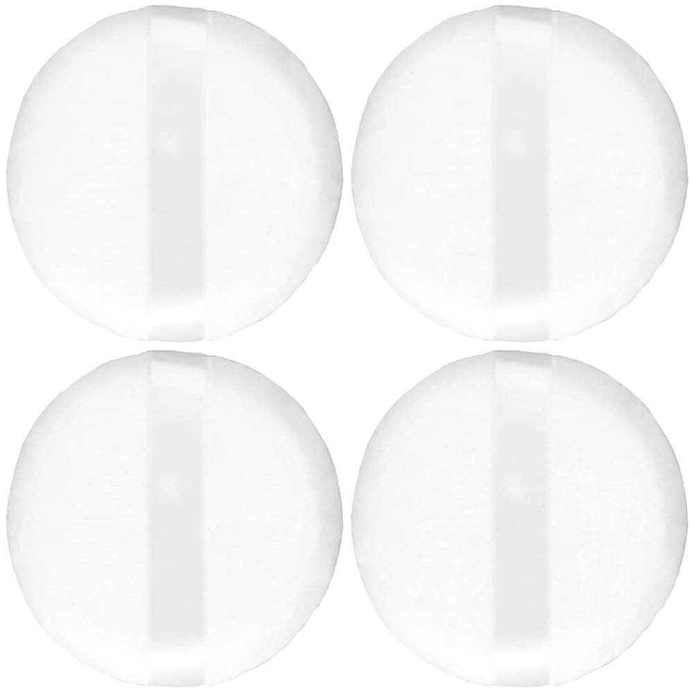 Beavorty 4pcs Large Round Plush Makeup Powder Puff for Face Body Soft Skin-friendly Velour Applicator for Loose Powder for Daily Use Special Occasions