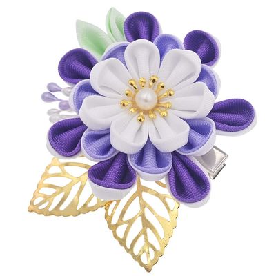 MIAO WU Japanese Hair Clip Cherry Blossom Japanese HairPin Kimono Hanfu Flower Hair pin Band Clip Japanese Hair Accessories for Women Girl (Purple)