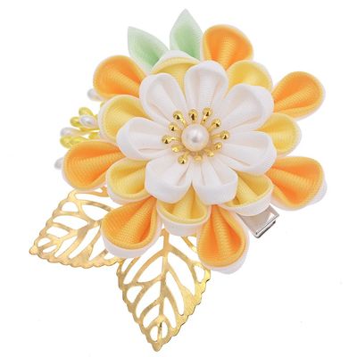 MIAO WU Japanese Hair Clip Cherry Blossom Japanese HairPin Kimono Hanfu Flower Hair pin Band Clip Japanese Hair Accessories for Women Girl (Yellow)