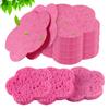 50-Count Facial Sponges Compressed Facial Sponges Natural Facial Cleansing Sponges Pads Cute Flower Shape Exfoliating Sponges for Cleansing Reusable,Best Makeup Gift, Pink view 1