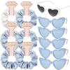 Loanzeg Satin Bridesmaid Scrunchies Bachelorette Hair Ties Set of 6 sunglasses Bridal Shower No Damage Hairties ideas Gift for Wedding Party Favors Bridesmaid Proposal Gifts (White&Dusty Blue) view 1
