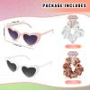 Loanzeg Satin Bridesmaid Scrunchies Bachelorette Hair Ties Set of 6 sunglasses Bridal Shower No Damage Hairties ideas Gift for Wedding Party Favors Bridesmaid Proposal Gifts (White&Champagne) view 2