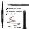LAVONE Eyebrow Stamp Pencil Kit for Brows, Makeup Brow Stamp Trio Kit with Waterproof Pencil, Eyeliner, Pomade, and Dual-ended Brush - Taupe view 3