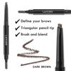 LAVONE Eyebrow Stamp Pencil Kit for Eyebrows, Makeup Brow Stamp Trio Kit with Waterproof Eyebrow Pencil, Eyeliner, Eyebrow Pomade, and Dual-ended Eyebrow Brush - Chocolate view 3
