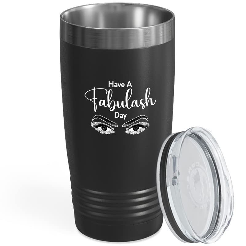 Eyelash Black Viking Tumbler 20oz - Have A Fabulash - Beautician Lash Boss Makeup Artists Mascara Hair Extensions Cosmetology Mother Women