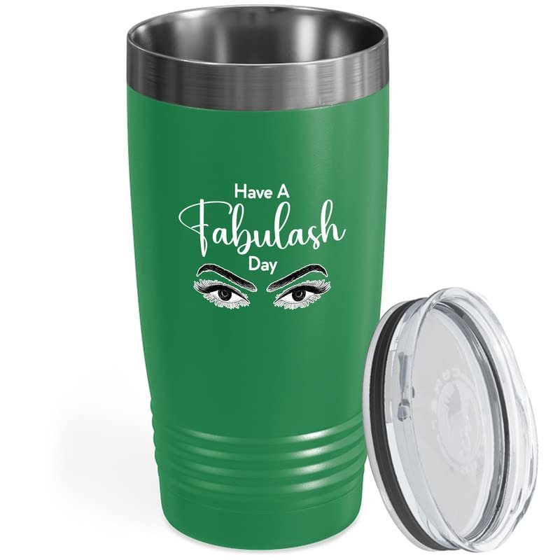 Eyelash Green Viking Tumbler 20oz - Have A Fabulash - Beautician Lash Boss Makeup Artists Mascara Hair Extensions Cosmetology Mother Women