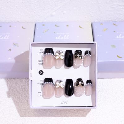Light Rain Large Size Hand-made Press on Nails, 3D Gel UV Finished False nails with Design by Professional Manicurist