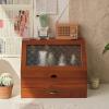Makeup Organizer, Cosmetic Display Case with Drawer, Waterproof and Dustproof Transparent Cover, Handmade Solid Wood Storage Box view 1