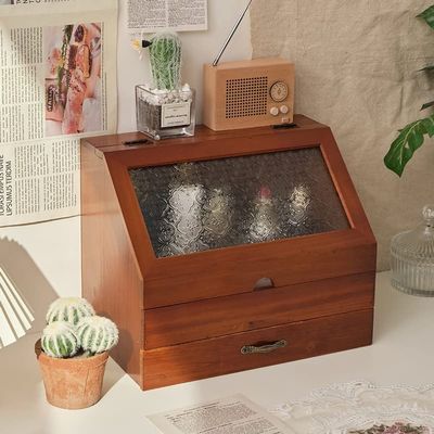 Cosmetics Makeup Storage Box Skincare Organizers with Lid and Drawers, Water & Dust Free, Vanity Organizer for Dresser, Countertop, Office Desk