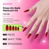 PaintLab Press-On Nails Manicure Kit, True Red, 24-Piece Set, Long-Lasting Fake Nails with Glue, File, Prep Pad & Cuticle Stick view 2