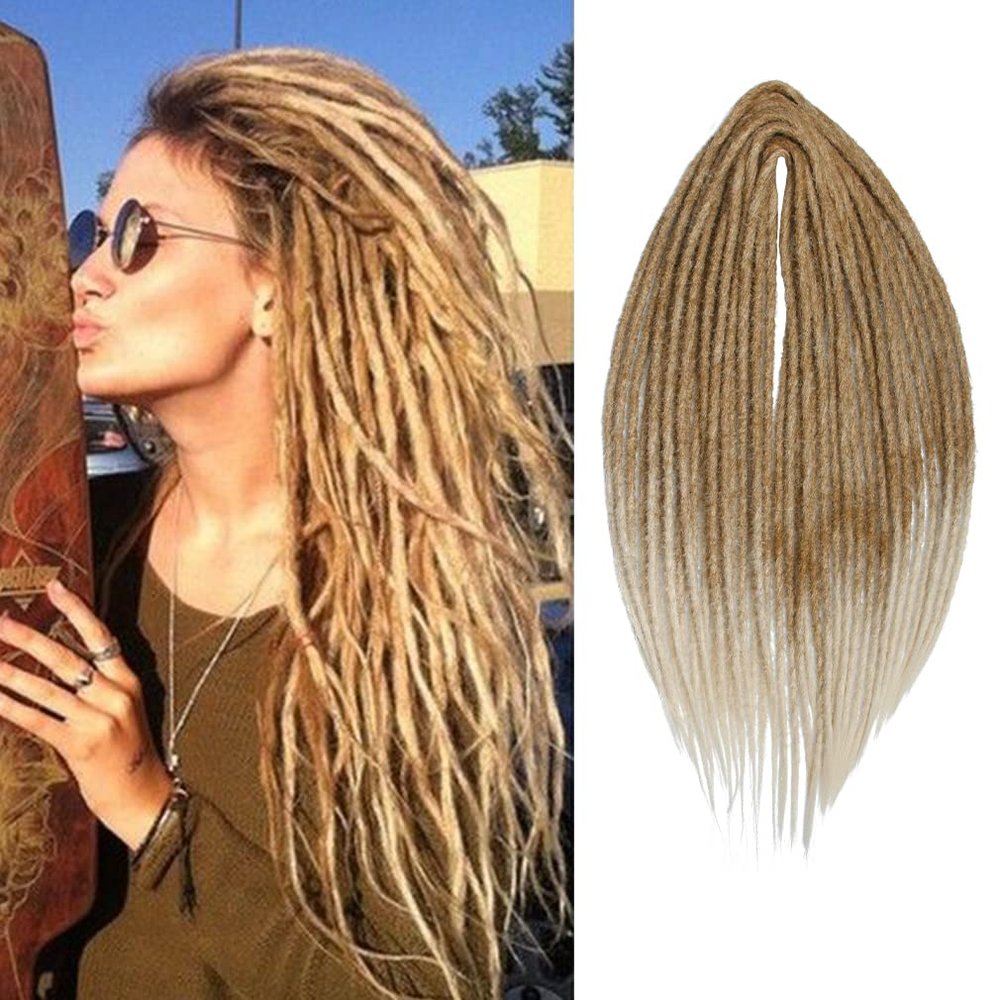 20" Double Ended Dreadlock Extensions 15 Strands Light Blonde DE Soft Synthetic Handmade Braid Dread Extensions