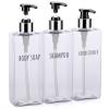 Segbeauty 3pcs Clear Soap Dispenser, 16.9oz Refillable Shampoo Conditioner Bottles, 500ml Empty Plastic Square Body Wash Dispenser for Shower Bathroom Press Pump Bottle Liquid Container Set view 1