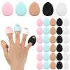 35pcs Finger Puff, Mini Finger Powder Puff Finger Makeup Sponges Soft Beauty Cosmetic Makeup Tools for Foundation, Under Eye, Cream, Concealer, Eye Shadow (white, pink, blue, black, and skin Colors) view 1