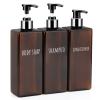 Segbeauty Shampoo and Conditioner Dispenser, 3 Packs 16.9oz Refillable Bathroom Soap Dispenser Set, 500ml Plastic Square Shower Press Pump Bottles Liquid Lotion Dispenser for Kitchen Sink Amber view 1