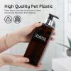 Segbeauty Shampoo and Conditioner Dispenser, 3 Packs 16.9oz Refillable Bathroom Soap Dispenser Set, 500ml Plastic Square Shower Press Pump Bottles Liquid Lotion Dispenser for Kitchen Sink Amber view 2