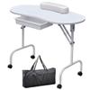 Franc Moody Portable Folding Manicure Table with Lockable Wheels,Nail Beautician Desk Workstation with Wrist Pad/Large Drawer and Waterproof Bag,for Spa Beauty Salon (White) view 1