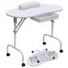 Franc Moody Portable Folding Manicure Table with Lockable Wheels,Nail Beautician Desk Workstation with Wrist Pad/Large Drawer and Waterproof Bag,for Spa Beauty Salon (White) view 2