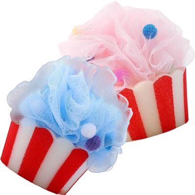 FRCOLOR 2pcs Ice Cream Shape Bathing Cute Cartoon Body Wash Loofahs Soft Mesh Exfoliating Shower Scrubber for Daily Use Smooth and Bath Sponges for Men and Women