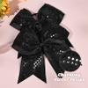 10 PCS 8" Large Glitter Cheer Bows Shiny Girl Hair Bows Ponytail Holder Sparkly Black Cheerleading Softball Team Bow Hair Accessories view 2