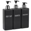 Segbeauty Shower Soap Dispenser Black, 3pcs 16.9oz Empty Refillable Bathroom Press Pump Bottles, 500ml Reusable Plastic Square Shampoo Conditioner Body Soap Dispenser Set for Modern Kitchen Home Decor view 1