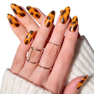 PaintLab Press-On Nails Manicure Kit, Tortie - Almond, 24-Piece Set, Long-Lasting Fake Nails with Glue, File, Prep Pad & Cuticle Stick
