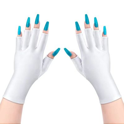 Lotifie uv protection gloves for gel nails lamp, Anti UV Light Glove for Manicures Nail Art (white gloves)