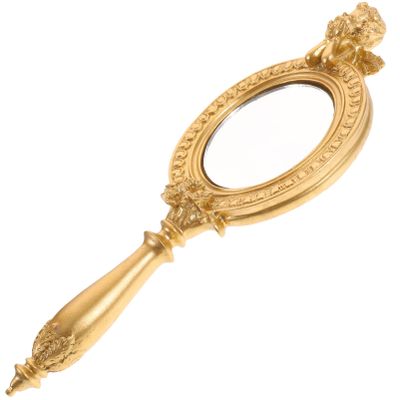 ARTIBETTER Hand Held Mirror Vintage Handheld Mirror Handle Hand Makeup Cosmetic Clear Vanity Decorative Cute for Women Travel Girls Golden Vintage Decor