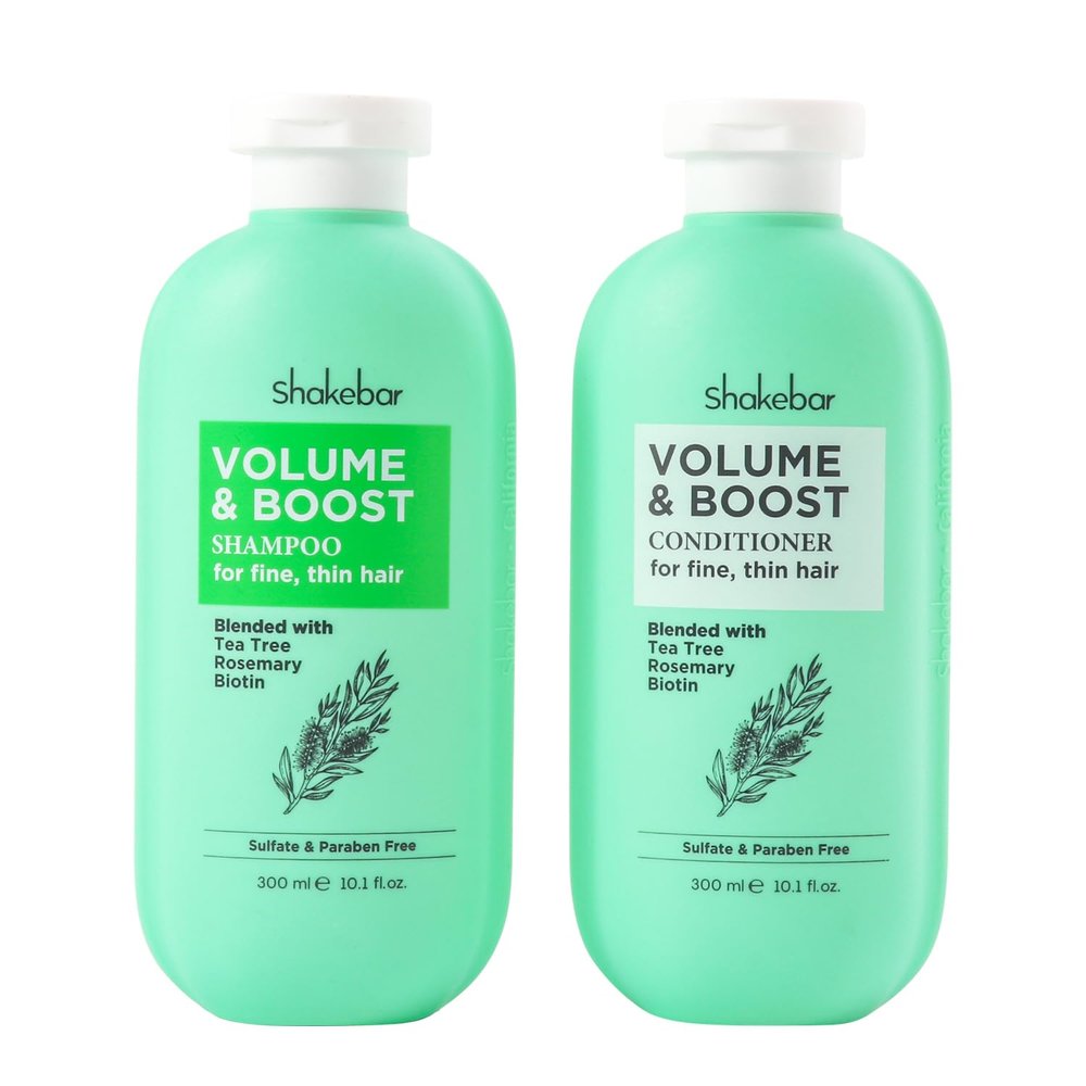 Shakebar Biotin and Tea Tree Oil Shampoo Set - Rosemary Conditioner, Hair Thickening for All Types, Refreshes Scalp, Sulfate & Paraben Free