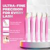 5 Pcs Fiber-Tip Japanese Steel Lash Tweezer Set with Leather Case, Professional Eyelash Tweezers for Lash Extensions  Titanium Coated, 90 & 45 Angled, Precision Pointed Tweezers (PINK) view 2