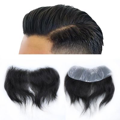 Invisible Mens Receding Hairline Wig Mens Hairline Toupee Human Hair Replacement System for Men V-Loop Skin PU Frontal Hairpiece Natural V-Shape (4cmX18cm, #17 Dark Ash Blonde)