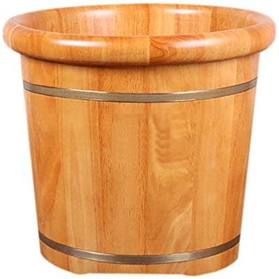 FEHUN Pedicure Foot Soak Tub Wooden Barrels Pedicure Basin High Foot Pub Barrel Foot Bath Bucket Feet Tub Wood Basin Wooden Sauna Bucket for Muscle Pain Fatigue Wood Foot Basin Spa Massage