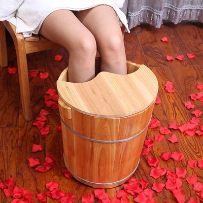 Foot Bath Spa Foot Bath Barrel High 40cm Curved Knee Cover Foot Bath Bucket Bucket Feet Foot Tub Pedicure Basin Wood Foot Basin Wooden Sauna Bucket For Muscle Pain Fatigue Wooden Foot Spa Basin Massag