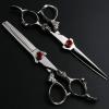 Hair Cutting Shears, 6 Inch Professional Hairdressing Scissors Set Cutting And Thinning Barber Shears Dragon Handle Ruby Style (Color : Set add case) view 2
