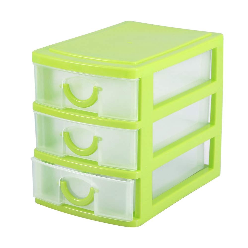 2-3 Layer Drawer Organizer, Jewelry Makeup Storage Box Plastic Fnishing Cosmetic 4 Drawer Plastic Container Case (3 Layers Green) Office Desktop Parts Cargo Single Debris for Candy