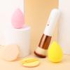 DUcare Foundation Brush with Christmas Sponges Puff Flat Top Kabuki Brush for Liquid Blending Mineral Powder Buffing Stippling view 2