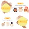 DUcare Foundation Brush with Christmas Sponges Puff Flat Top Kabuki Brush for Liquid Blending Mineral Powder Buffing Stippling view 4