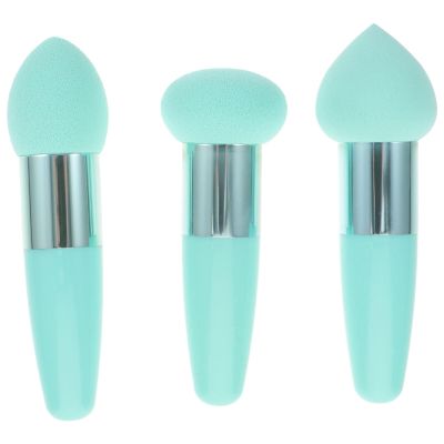 Beaupretty Beauty Pen Set - 3Pcs Mushroom Concealer Sponge Brush Set for Makeup Application Portable Compact Design for Travel Green