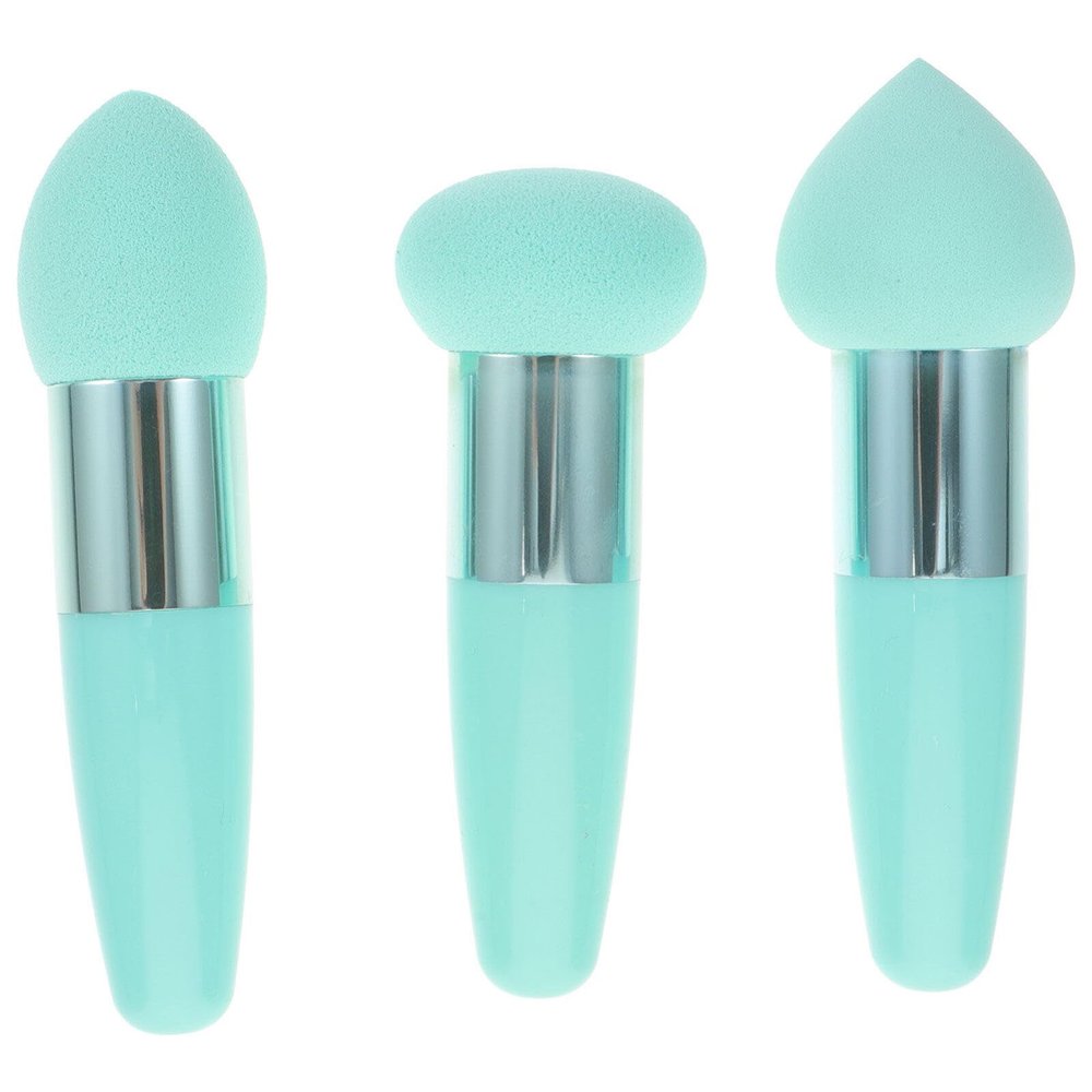 Beaupretty Beauty Pen Set - 3Pcs Mushroom Concealer Sponge Brush Set for Makeup Application Portable Compact Design for Travel Green