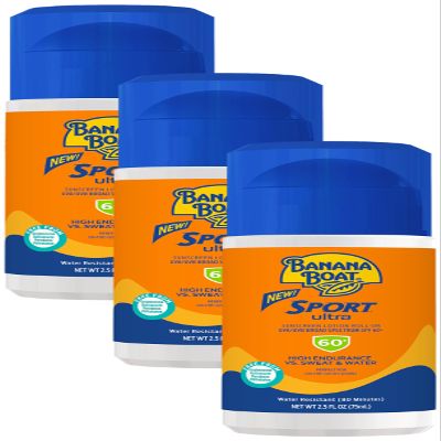 Banana Boat Sport Ultra Roll-On Sunscreen Lotion, Broad Spectrum SPF 60+, 2.5 oz (Pack of 3)