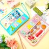 Buryeah 4 Pcs Chenille Letter Pouch Flat Nylon Clear Snack Bags Flat Multipurpose Zipper Makeup Bag for Travel Toiletry Bag Water-proof Cosmetic Pouch for Women(Simple Style) view 3
