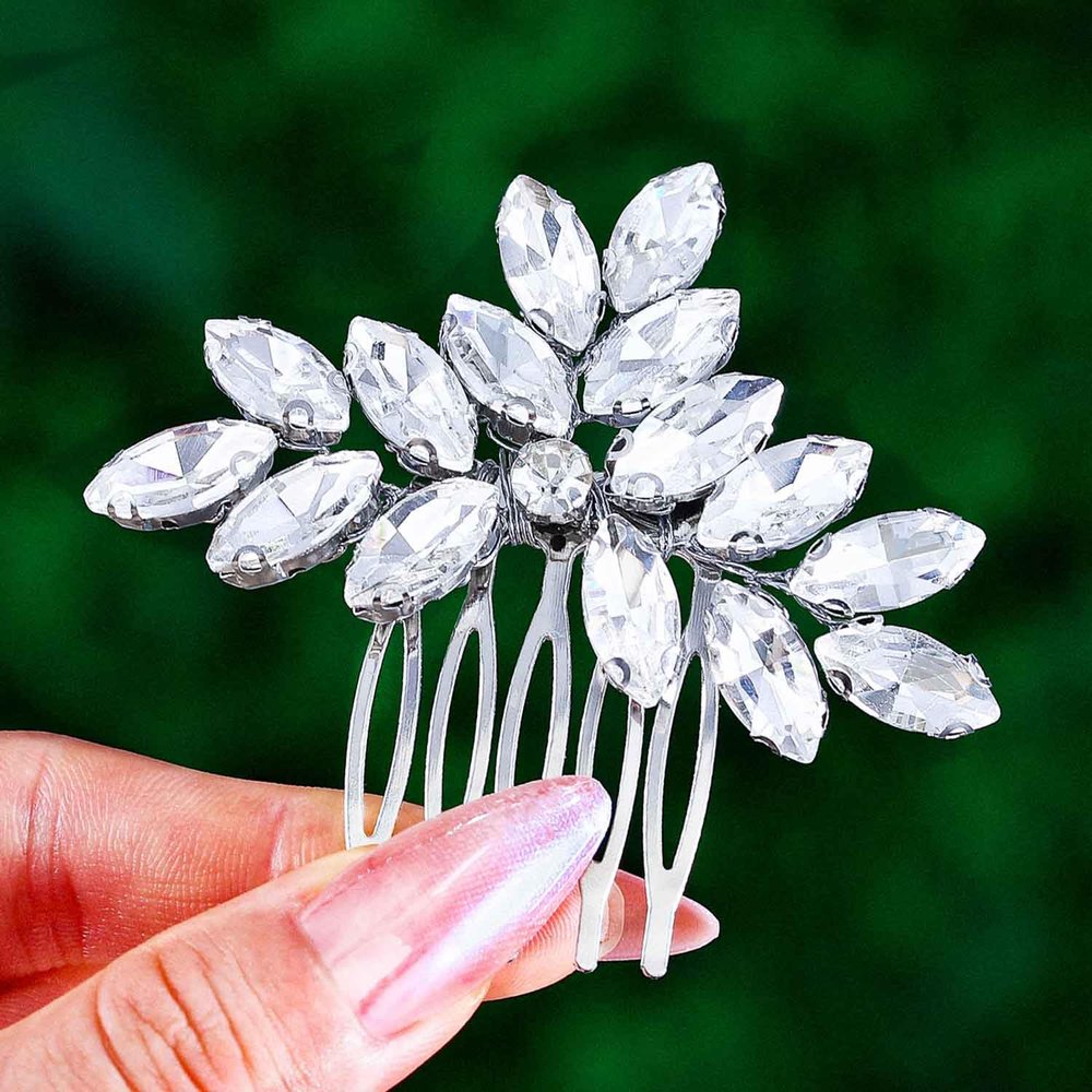 Foyte Wedding Hair Comb Crystal Bridal Headpieces Rhinestone Hair Pieces Bridesmaid Side Combs Hair Accessories for Women (silver)