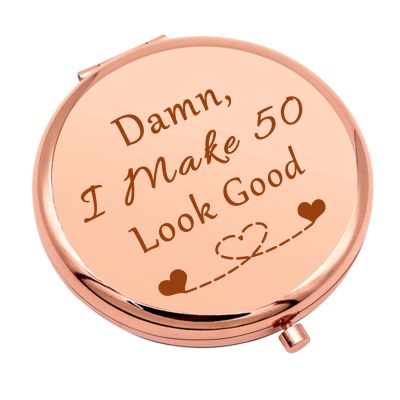 50th Birthday Gifts for Women 50 Years Old Birthday Gifts Ideas Rose Gold Compact Mirror for Mom Wife Aunt Turning 50 Gifts Women Folding Makeup Mirror for Friend Sister Women's 50th Birthday Gifts