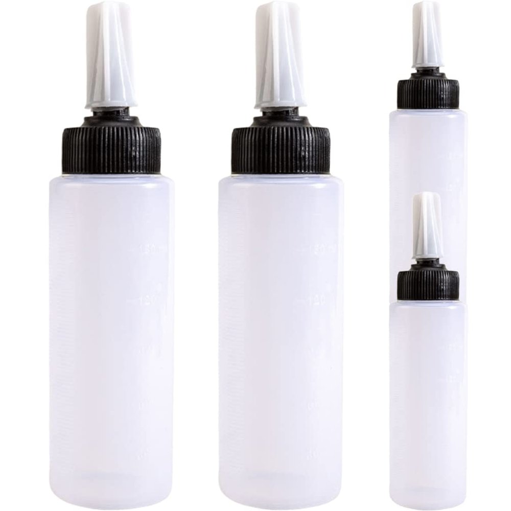 4 Pack 150ml Squeeze Applicator Bottles with Measurements, Plastic