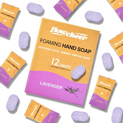 flowcheer Foaming Hand Soap Tablets, 12 Pack (Makes 12  9 fl oz)  Lavender Fragrance, Fresh & Clean Hand Wash Refill, Eco-Friendly & Plastic-Free