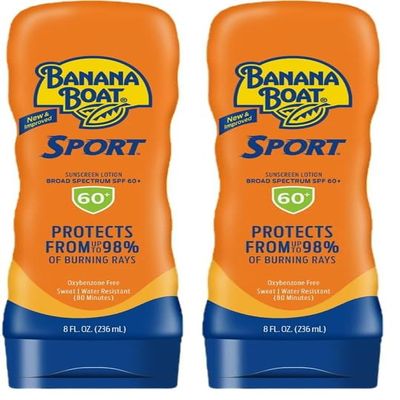 Banana Boat Sport Ultra Sunscreen Lotion, SPF 65, 8oz (Pack of 2)