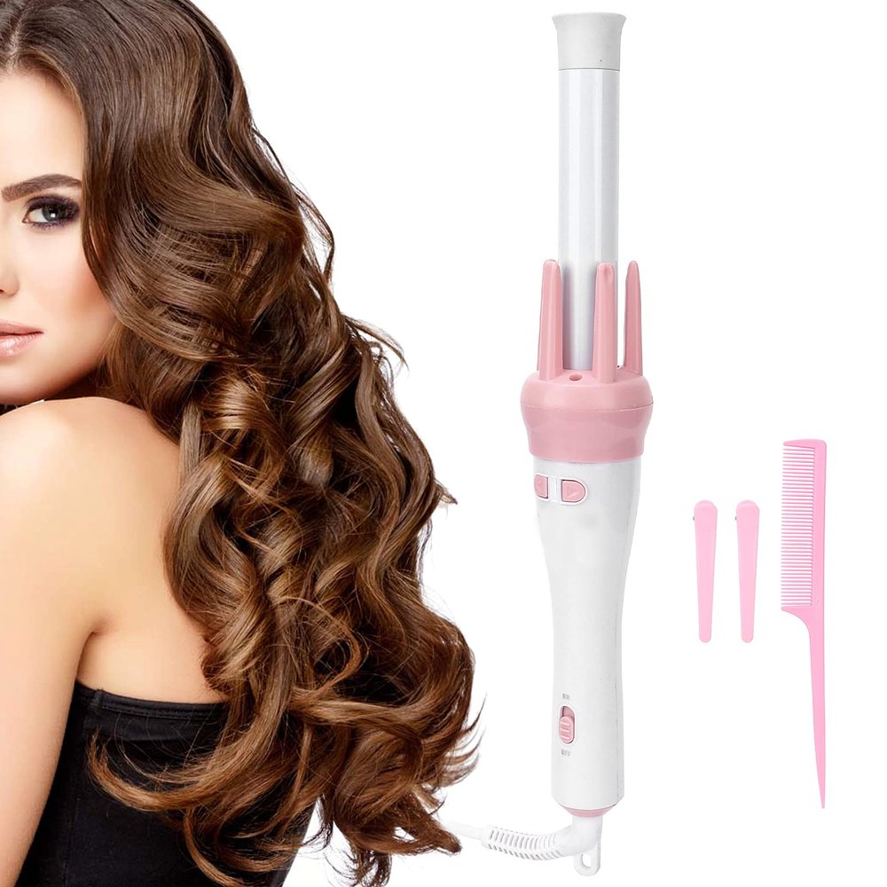 Automatic Curling Tongs, Rotating Hair Curling Wand Iron Wavers, Professional Auto Curler Ceramic Tourmaline Barrels, 200 Constant Temperature, 30s Faster Heat, Salon Tool Gift