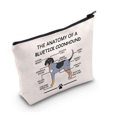 LEVLO Funny Bluetick Coonhound Lovers Gifts The Anatomy of A Bluetick Coonhound Clever Minds Cosmetic Bags Veterinary Mom Travel Toiletry Bags