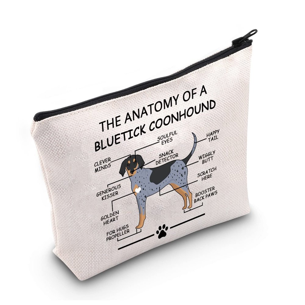 LEVLO Funny Bluetick Coonhound Lovers Gifts The Anatomy of A Bluetick Coonhound Clever Minds Cosmetic Bags Veterinary Mom Travel Toiletry Bags